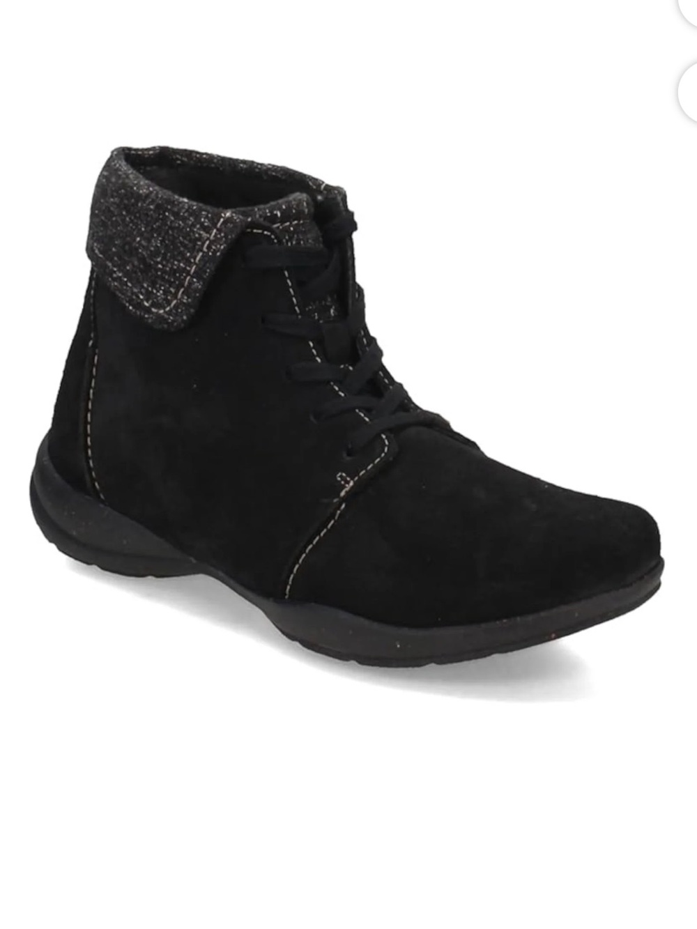 CLARKS size 7 Black Suede Leather Roseville Lace Boots NEW retail $89